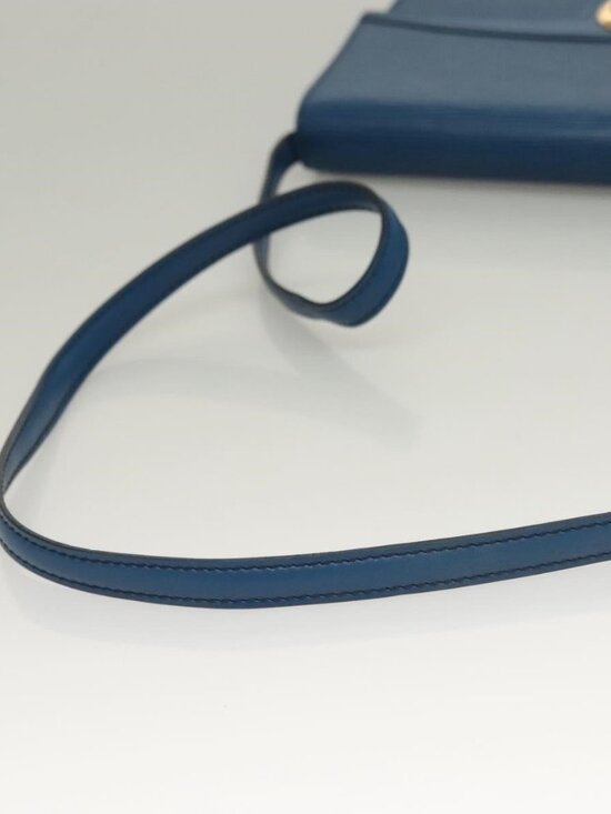 Authentic LOUIS VUITTON Epi Pochette Arche Shoulder Bag Blue M52575 LV - Picture 14 of 16
